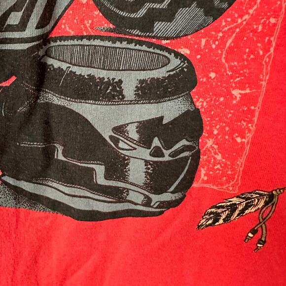 Vintage Southwestern Western Aztec Studded Single Stitch Tee T-Shirt Hazelwood M - Picture 6 of 13